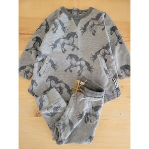 Tumble N Dry Horse Set Pants & Top baby girl clothes 3-6 months Grey‎